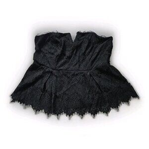City Chic Top Womens L / 20 Black Lace Lined Corsette Peplum Goth Dark Romance